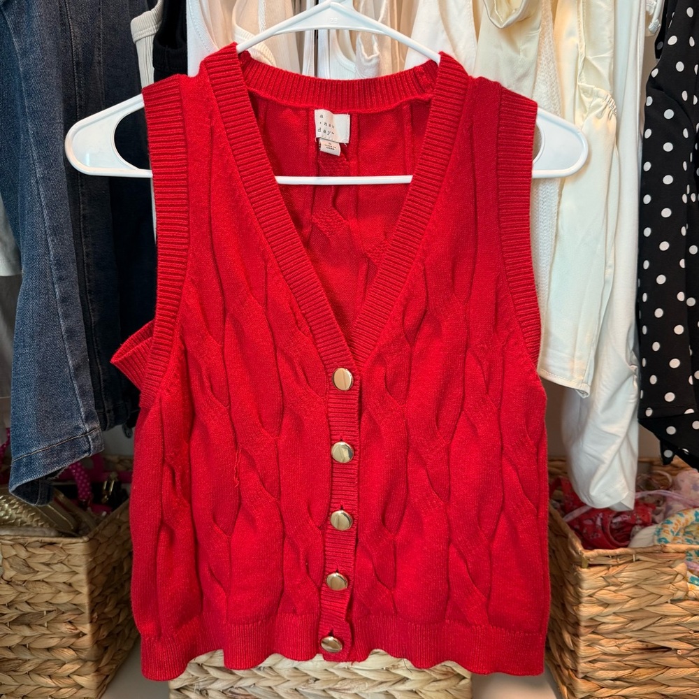 a new day Red Cable Knit Vest